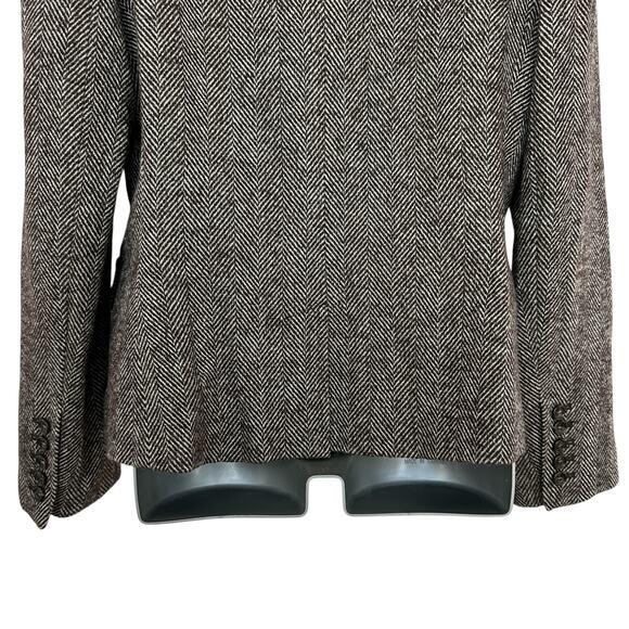 Vintage Talbots Blazer Brown White Wool Blend Herringbone Jacket Women's Size 10 - Picture 9 of 11